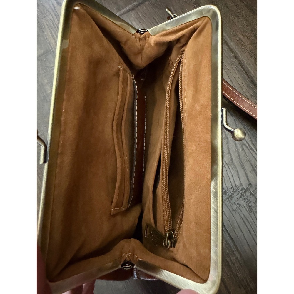 Patricia Nash Cassini Wristlet Women Small Brown Leather Kiss Lock Clutch Bag - Picture 7 of 13